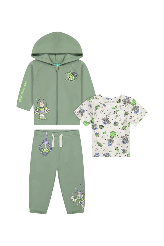 Toy Story Baby Boy 3 Piece Fleece Jogger Set, Sizes 0-24 Months