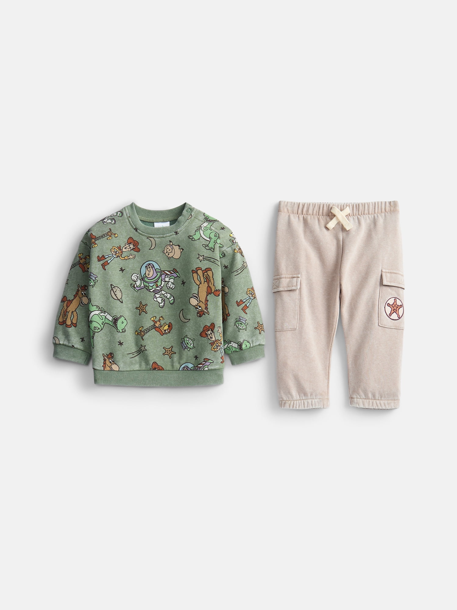 Toy Story Baby Boys' Crewneck Sweatshirt and Cargo Joggers Set, 2-Piece, Sizes 0/3M-24M