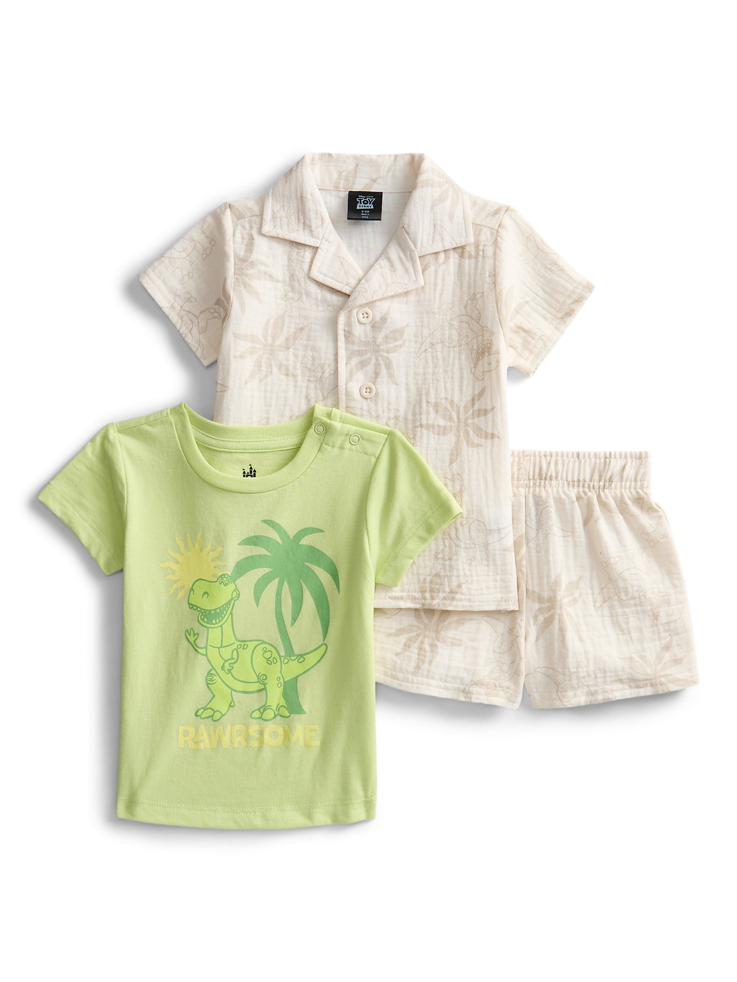 Toy Story Baby Boys Rex Outfit Set, 3-Piece, Sizes 0M-24M