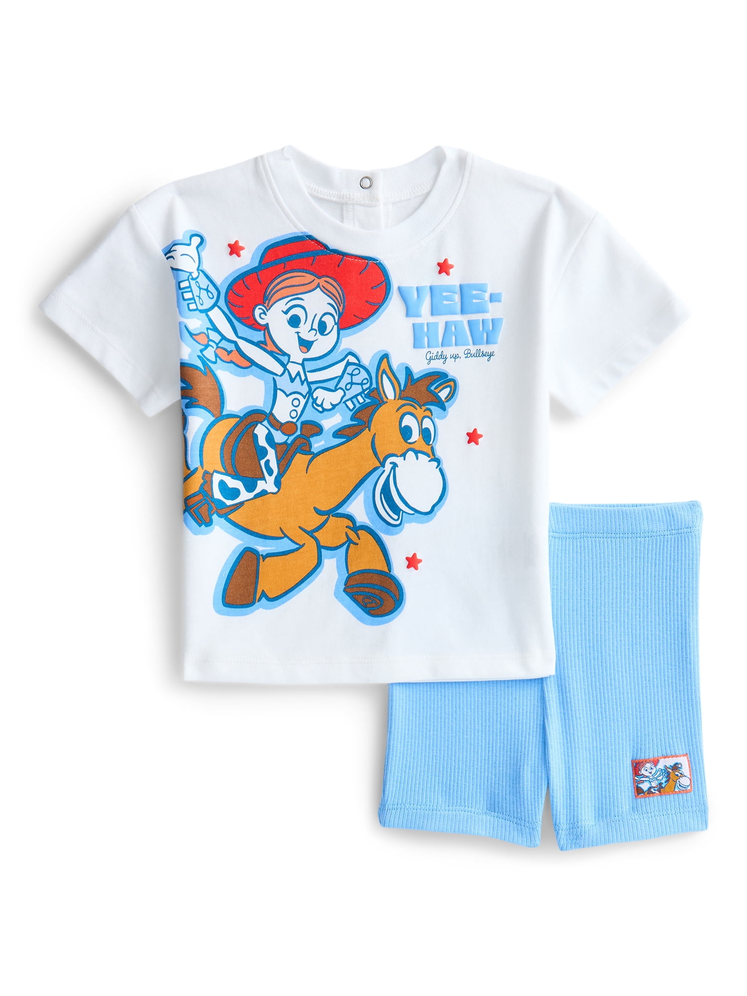 Toy Story Baby Girls Short Sleeve Graphic Tee and Matching Bike Shorts Set, 2-Piece, Sizes 0/3M-24M