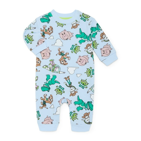 Toy Story Baby Allover Print Romper with Long Sleeves, Sizes 0/3M-24M