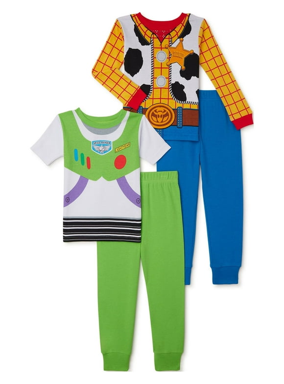 Toy Story Baby and Toddler Boy Long Sleeve Tops and Pants, 4-Piece Pajama Set, Sizes 12M-5T