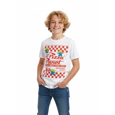 Toy Story, Boys' Graphic Tee with Short Sleeves, Pizza Planet, Sizes 4-18
