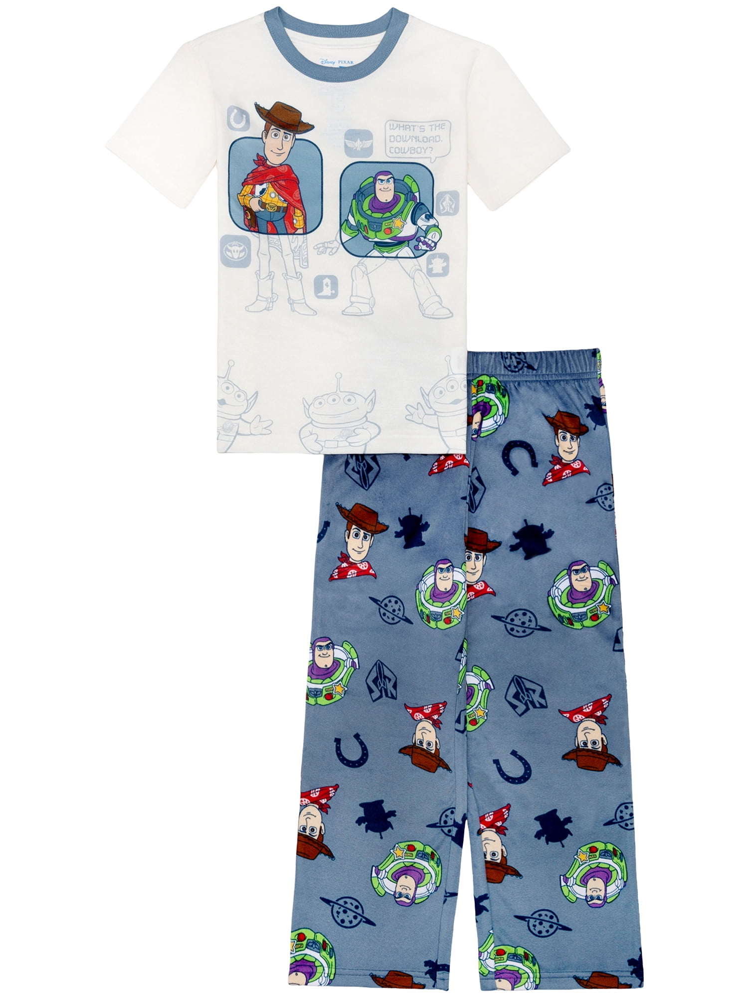 Toy Story Boys Short Sleeve Top and Pant Pajama Set, 2-Piece, Sizes 4-12