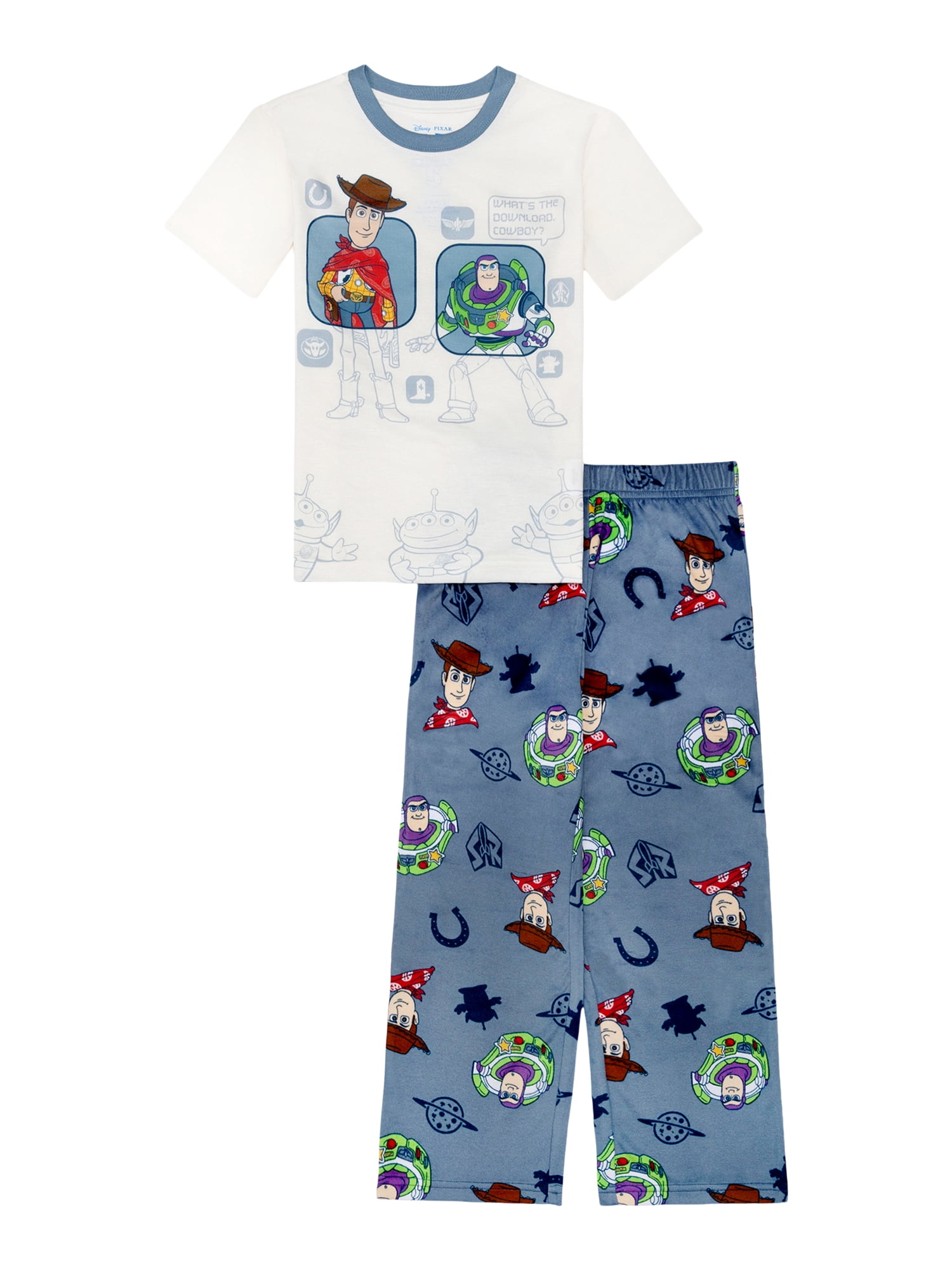 Toy Story Boys Short Sleeve Top and Pant Pajama Set, 2-Piece, Sizes 4-12