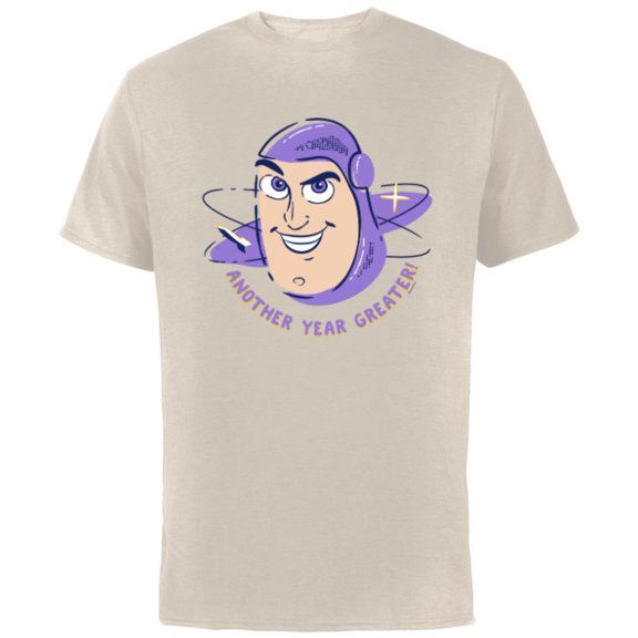 Toy Story Buzz Lightyear Another Year Greater - Short Sleeve Cotton T-Shirt for Adults - Customized-Natural