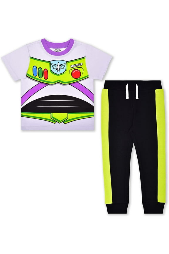 Toy Story Buzz Lightyear Boys 2 Piece Roleplay Short Sleeve Jogger Set, 4-7