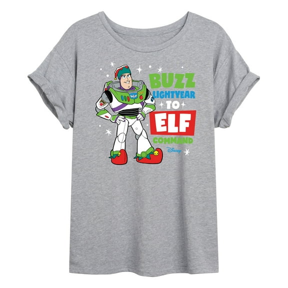 Toy Story - Buzz Lightyear To Elf Command - Juniors Ideal Flowy Muscle T-Shirt