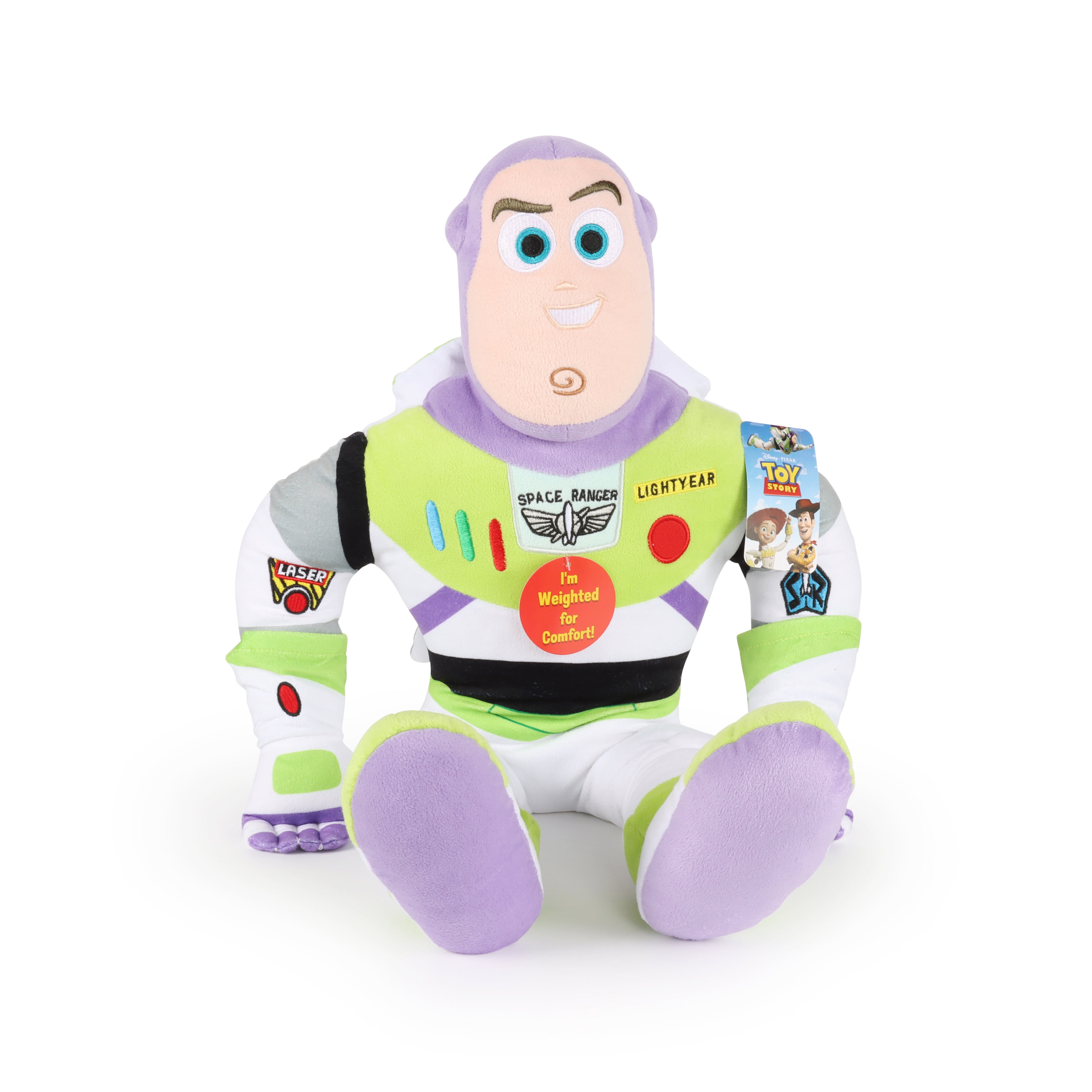 Toy Story Buzz Lightyear Kids Decorative Weighted Pillow Buddy, Polyester Velboa, Green & Purple, Disney
