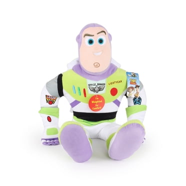 Toy Story Buzz Lightyear Kids Decorative Weighted Pillow Buddy, Polyester Velboa, Green & Purple, Disney