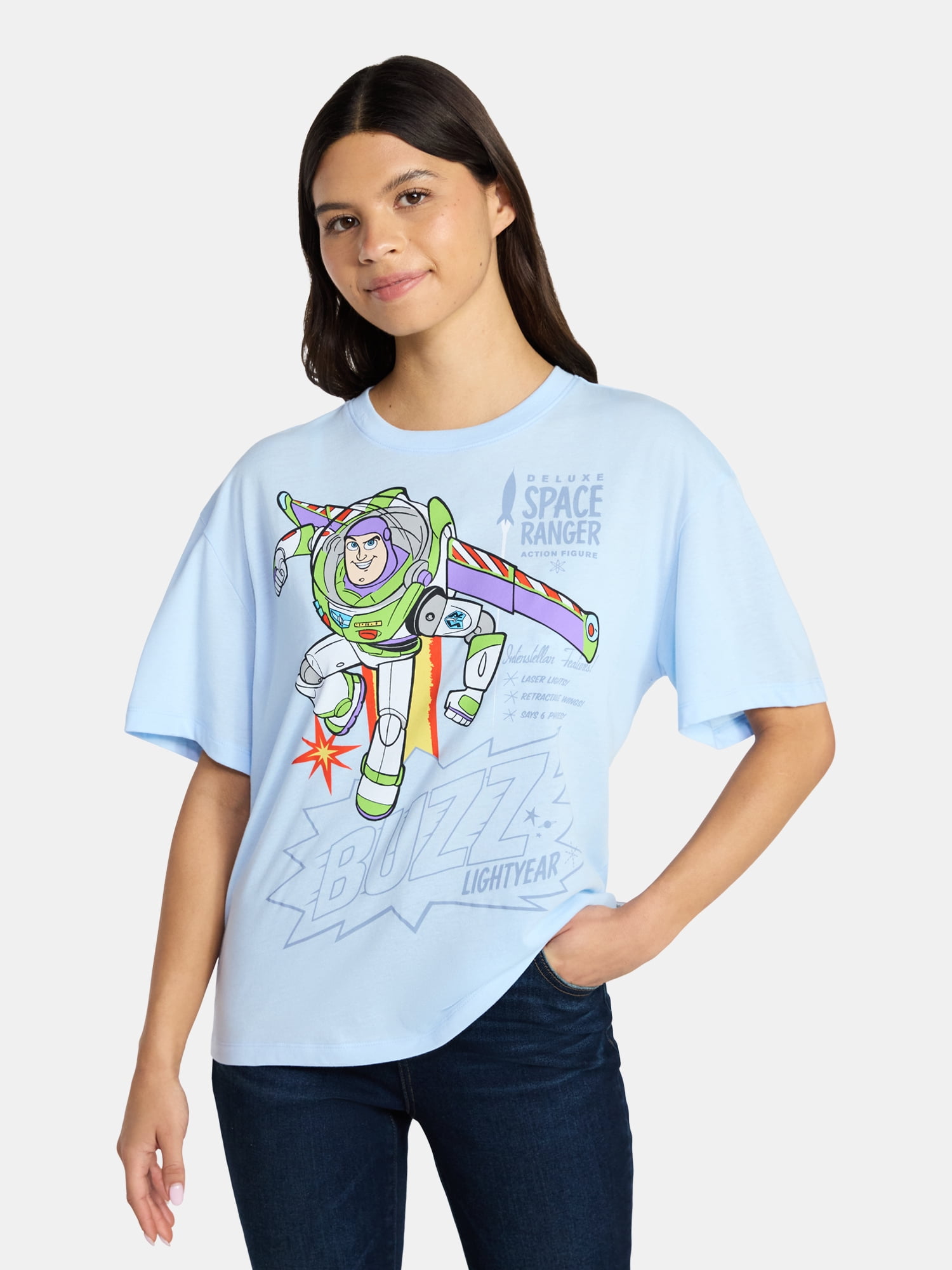 Toy Story Buzz Lightyear Women's Graphic Tee with Short Sleeves, Sizes XXS-XXL