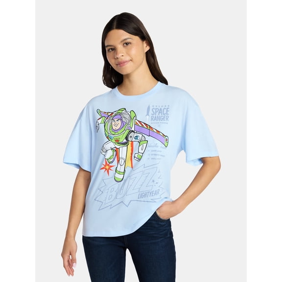Toy Story Buzz Lightyear Women's Graphic Tee with Short Sleeves, Sizes XXS-XXL