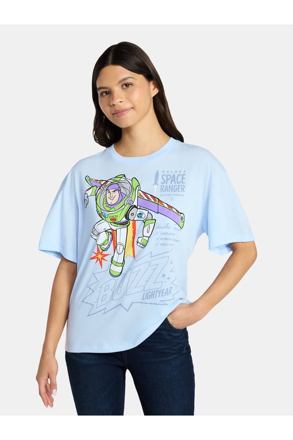 Toy Story Buzz Lightyear Women's Graphic Tee with Short Sleeves, Sizes XXS-XXL