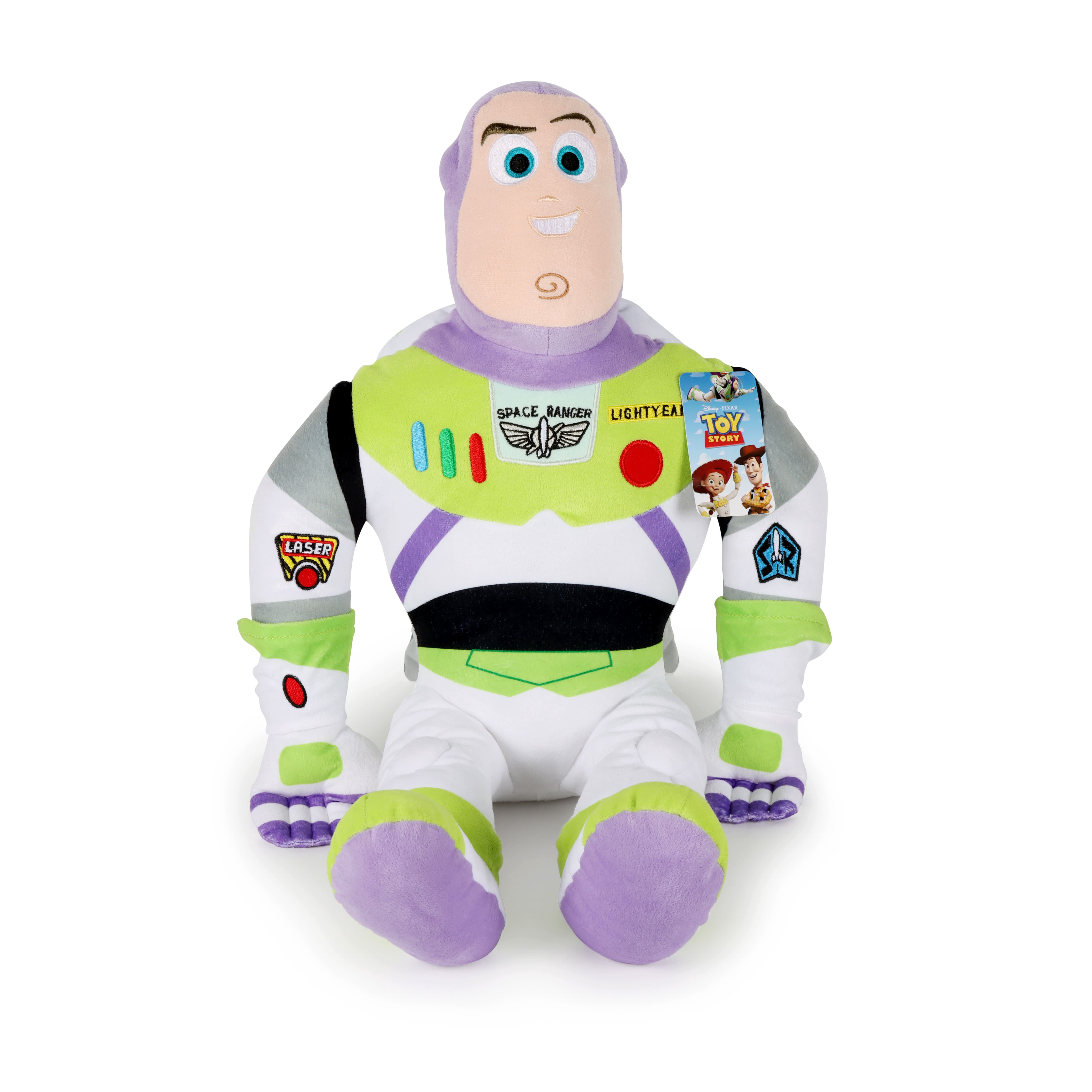 Buzz Lightyear Kids Decorative Pillow Buddy, Polyester Velboa, Green & Purple, 23", Toy Story, Disney