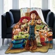 Toy Story Cartoon Fleece Throw Blanket, Super Soft Cozy Warm Flannel Blanket for Bed Sofa Couch Camping Travel, All Seasons Fuzzy Plush Blankets for Kids Adults Fans