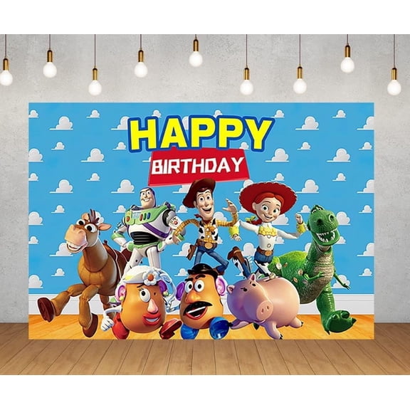 Toy Story Cartoon Theme Birthday Flag Background Banner Children's Party Decoration supplies Photography Photo Prop ,70.8x43.3inch.
