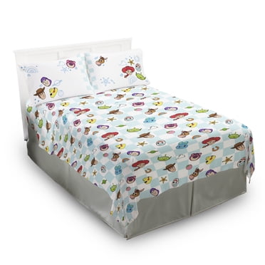 Toy Story Checkered Kids 4-Piece Sheet Set, Blue & White, Disney, Full Size