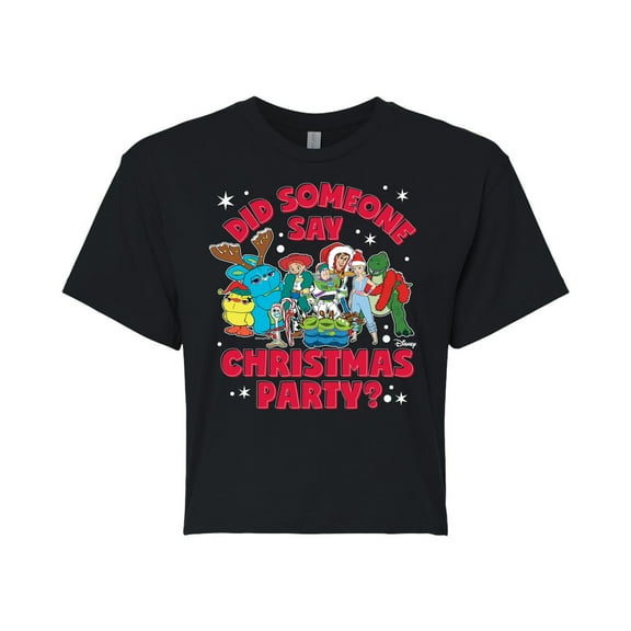 Toy Story - Christmas Party - Juniors Cropped Cotton Blend T-Shirt