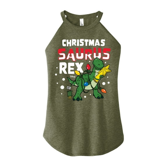 Toy Story - Christmas Saurus Rex - Juniors High Neck Tank Top