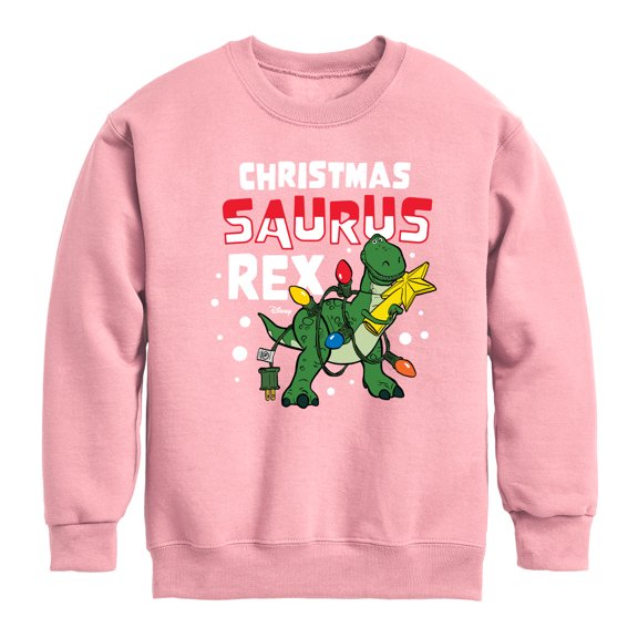 Toy Story - Christmas Saurus Rex - Toddler And Youth Crewneck Fleece Sweatshirt