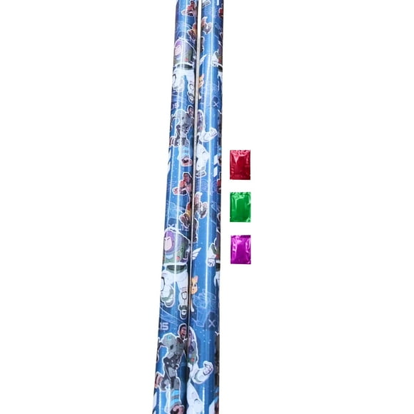 Toy Story Christmas Wrapping Paper 2 Rolls 50 Sq Ft Total, Blue Gift Wrap For Christmas Baby Shower Birthday Gifts Holiday Presents Party Supplies Decoration w/ Bonus Snoep in Beperkte Oplage