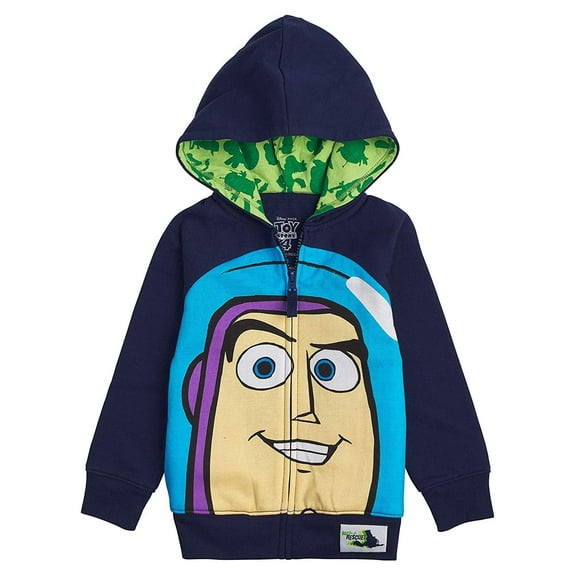 Toy Story Disney Big Face Zip-Up Hoodies -Buzz Lightyear, Woody - Boys Buzz Navy, 5/6