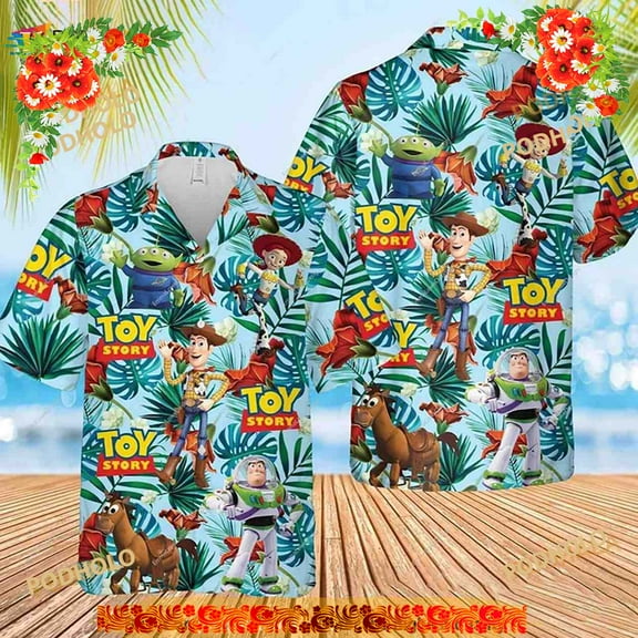 Toy Story Disney Hawaiian Shirt, Pixar Button Down Shirt, Buzz Lightyear Aloha Shirt