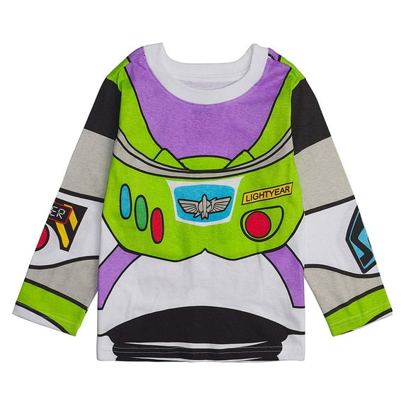 Toy Story Disney Long- Sleeve Costume T- Shirt -Buzz Lightyear, Woody - Boys (Buzz Lightyear, 7)