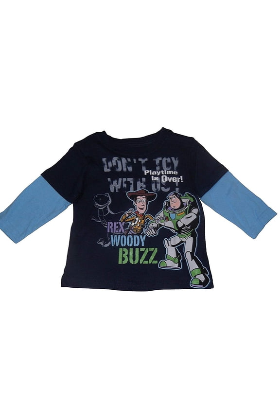 Toy Story Don't Toy with Us Toddler Boys Long Sleeve Shirt Navy Blue 2T