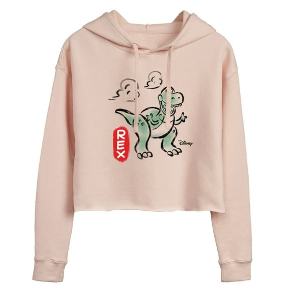Toy Story - Doodle Rex Graphic - Juniors Cropped Pullover Hoodie