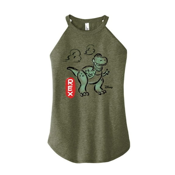 Toy Story - Doodle Rex Graphic - Juniors High Neck Tank Top