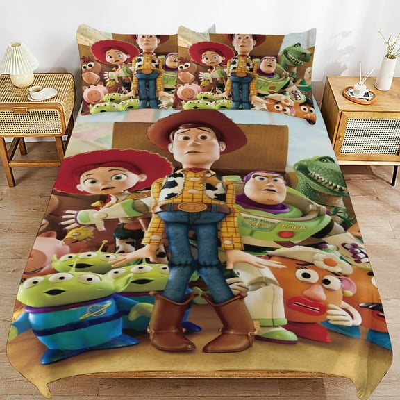 Toy Story Duvet Cover Bedding Set Cartoon Print Soft Quilt Cover 3 Pieces, 1 Comforter Cover & 2 Pillowcases for Kids Teens Boys Girls Room Decor 86"x70"