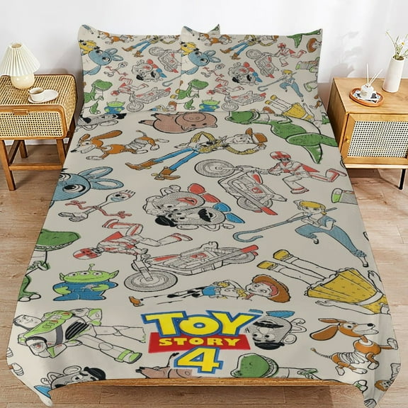 Toy Story Duvet Cover Bedding Set Cartoon Print Soft Quilt Cover 3 Pieces, 1 Comforter Cover & 2 Pillowcases for Kids Teens Boys Girls Room Decor 90"x90"