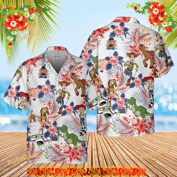 Toy Story Friends Hawaiian Shirt, Pixar Woody Buzz Lightyear Aloha Shirt
