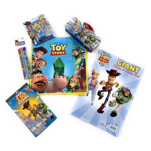 Toy Story Gift Set Disney Tote Stickers Color Book Tin 6 Pc Boy Girl Pack