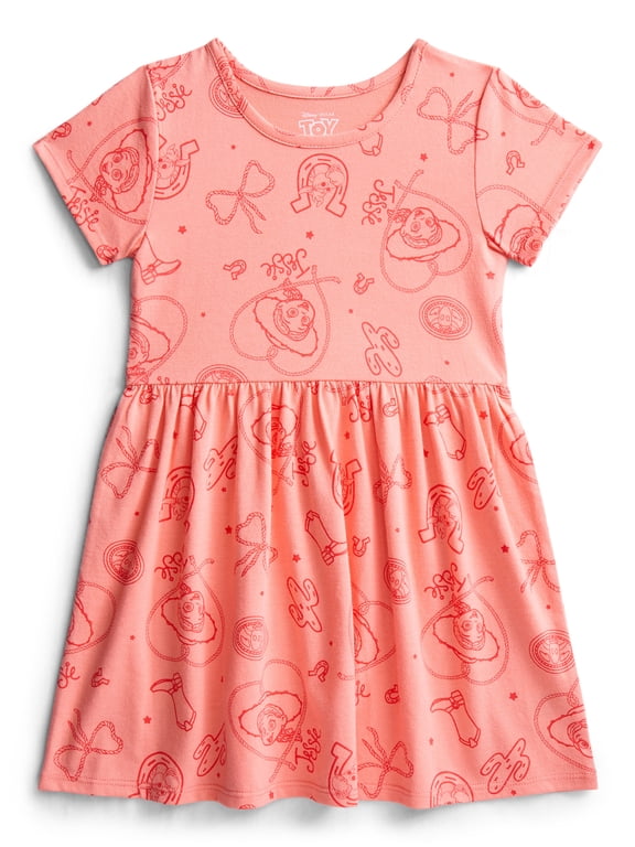 Toy Story Girls Allover Print Dress with Short Sleeves, Sizes 4-12