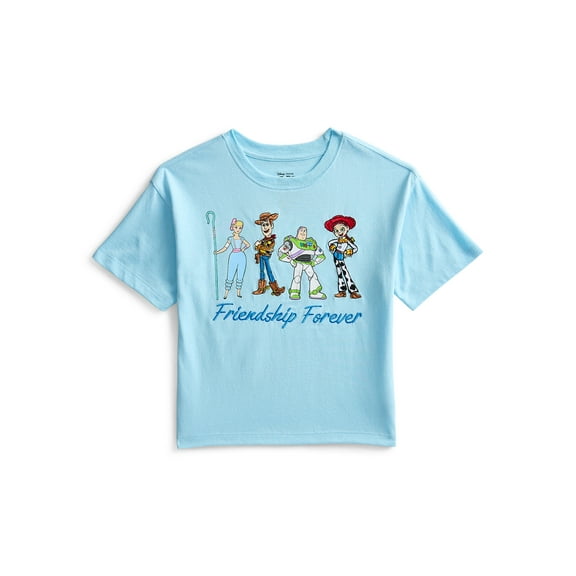 Toy Story Girls Front Back Graphic Tee with Embroidery, Sizes 4-16