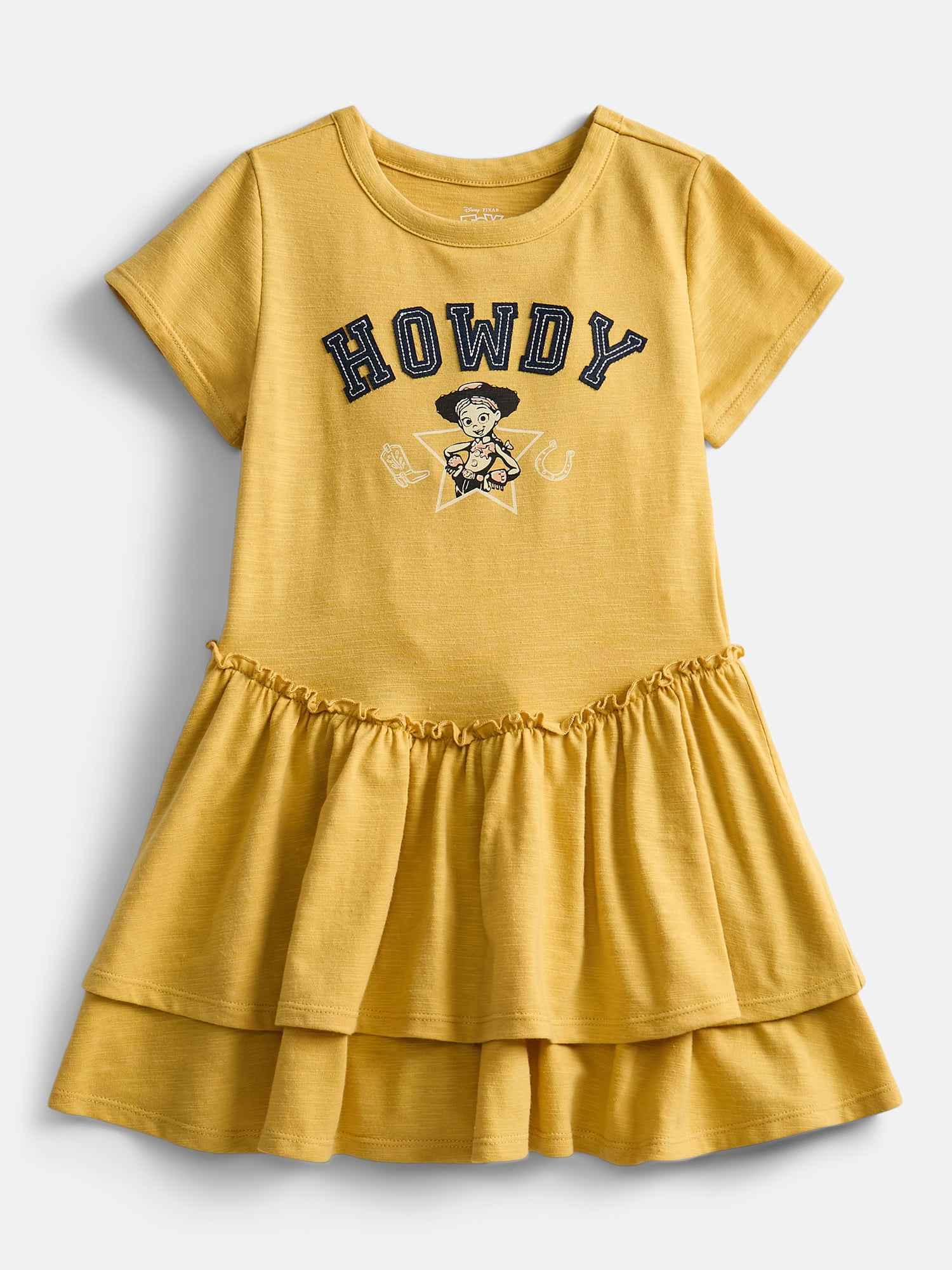 Toy Story Girls Tiered Dress with Embroidered Appliques and Short Sleeves, Sizes 4-12