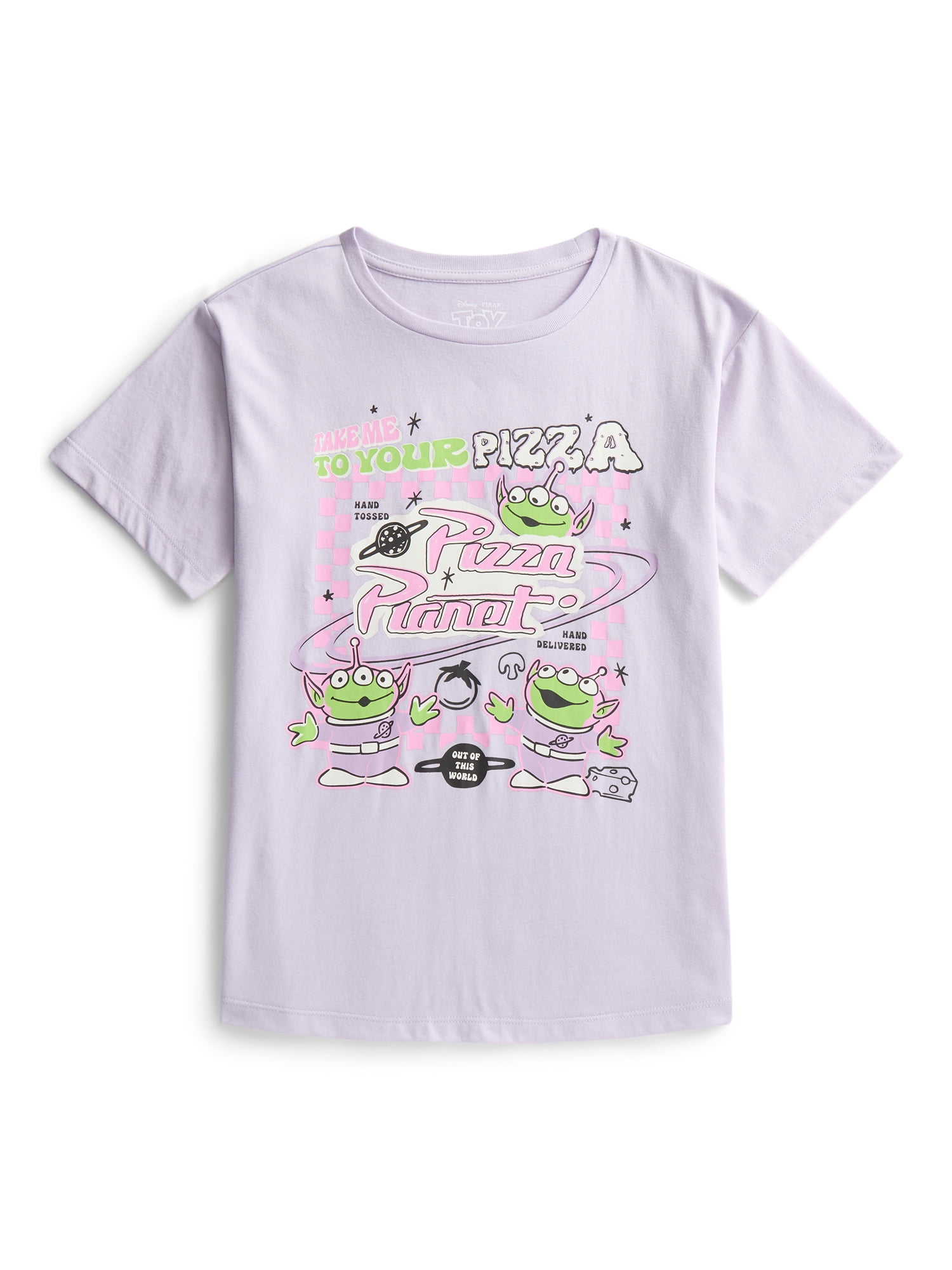 Toy Story Girls Take Me To Your Pizza Graphic T-Shirt with Short Sleeves, Sizes 4-16