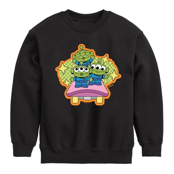 Toy Story - Green Checker - Youth Boys Crew Fleece Sweatshirt