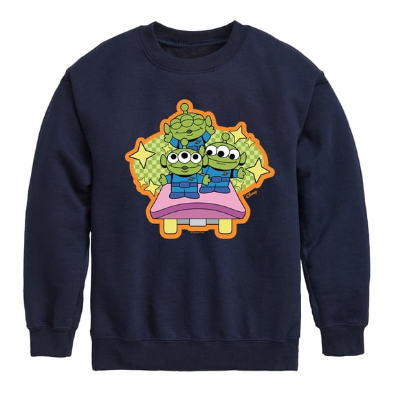 Toy Story - Green Checker - Youth Boys Crew Fleece Sweatshirt