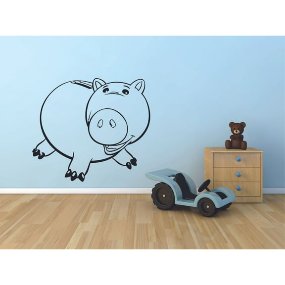 Toy Story Hamm Pig Piggy Bank Cartoon Character Wall Sticker Art Decal for Girls Boys Kids Room Bedroom Nursery Kindergarten House Fun Home Decor Stickers Wall Art Vinyl Decoration Size (30x30 inch)