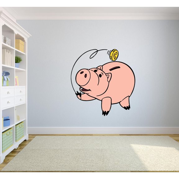 Toy Story Hamm Piggy Bank Pig Colorful Decors Wall Sticker Art Design Decal for Girls Boys Kids Room Bedroom Nursery Kindergarten House Fun Home Decor Stickers Wall Art Vinyl Decoration (30x30 inch)