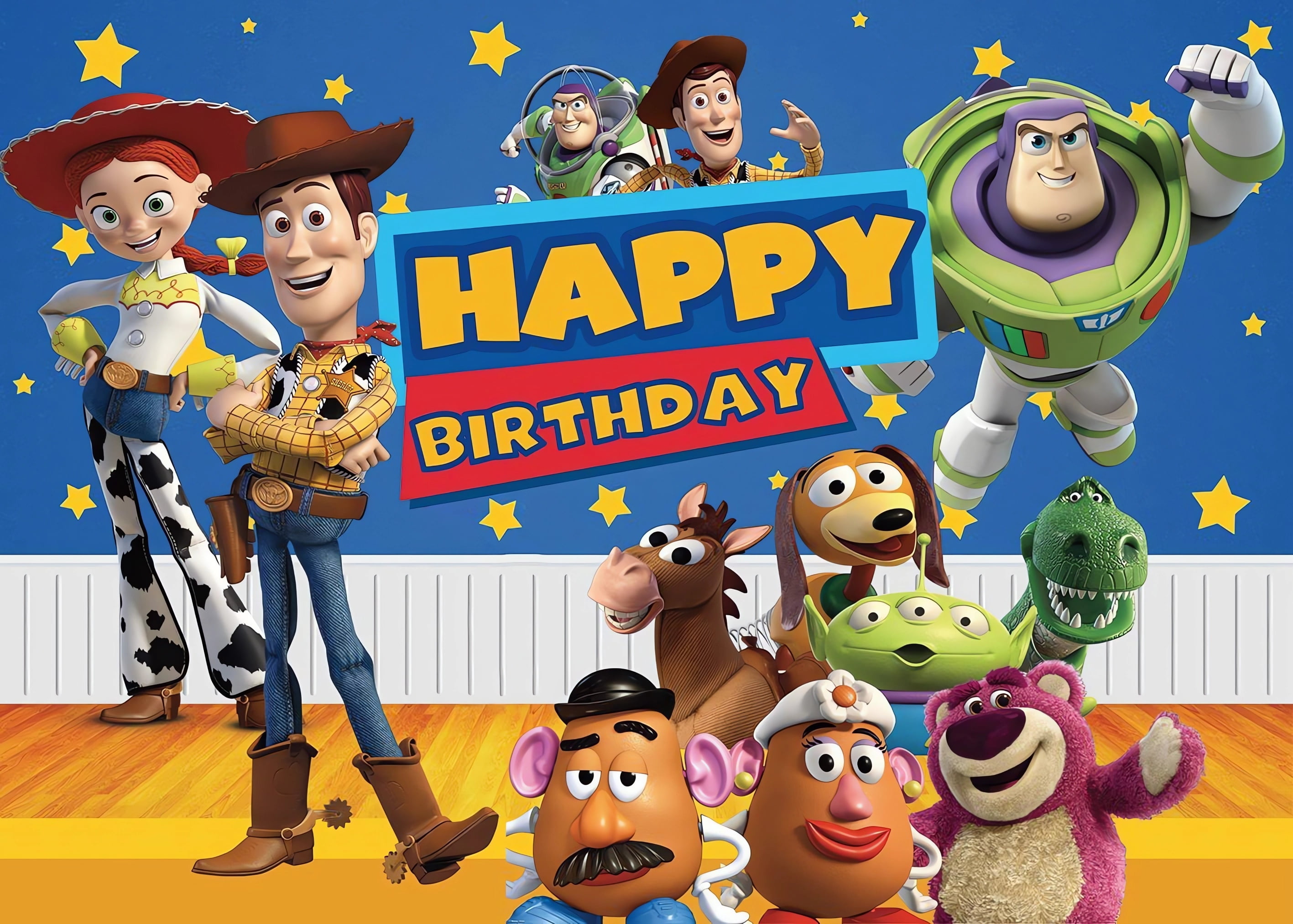 Toy Story Happy Birthday Anime Cartoon Theme Backdrops Banner Birthday