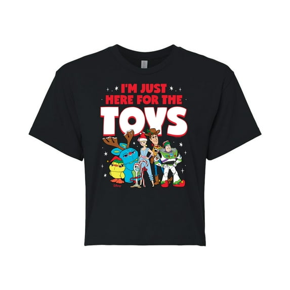 Toy Story - Here For The Toys - Juniors Cropped Cotton Blend T-Shirt