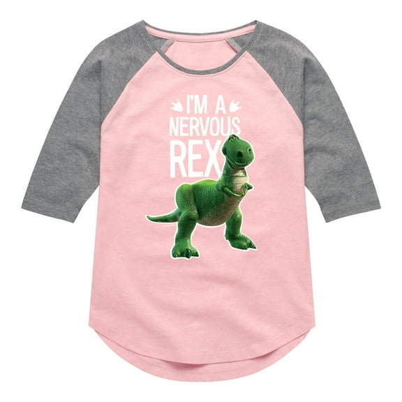 Toy Story - I'm A Nervous Rex  - Toddler And Youth Girls Raglan Graphic T-Shirt
