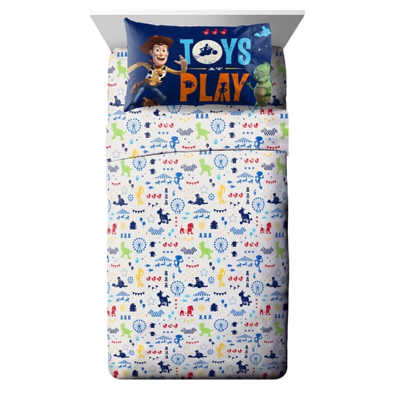 Toy Story Kids 4-Piece Full Sheet Set, Microfiber, White, Disney
