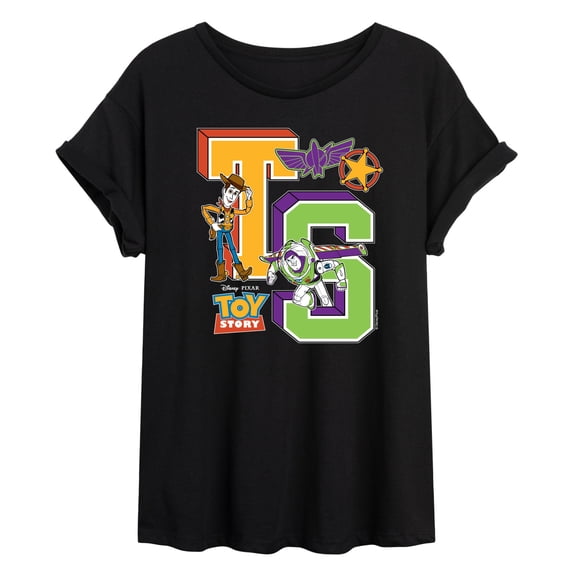 Toy Story - Letterman Badges - Juniors Oversized Graphic T-Shirt