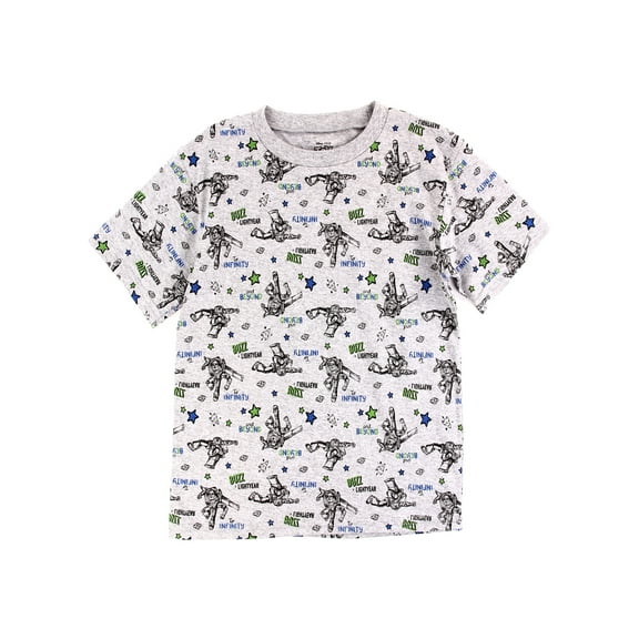 Toy Story Little Boys' Buzz Lightyear Allover Print T-Shirt, Heather Gray (5/6)