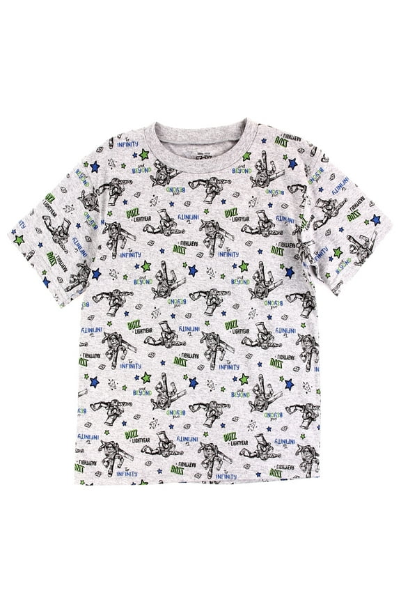 Toy Story Little Boys' Buzz Lightyear Allover Print T-Shirt, Heather Gray (5/6)